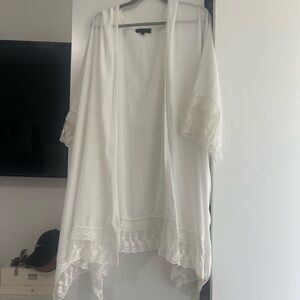 White Lace Trim Kimono